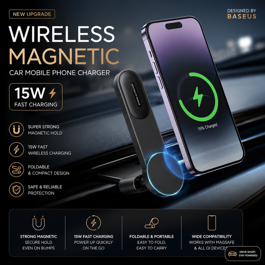 Wireless Magnetic Car Mobile Phone Charger 15W